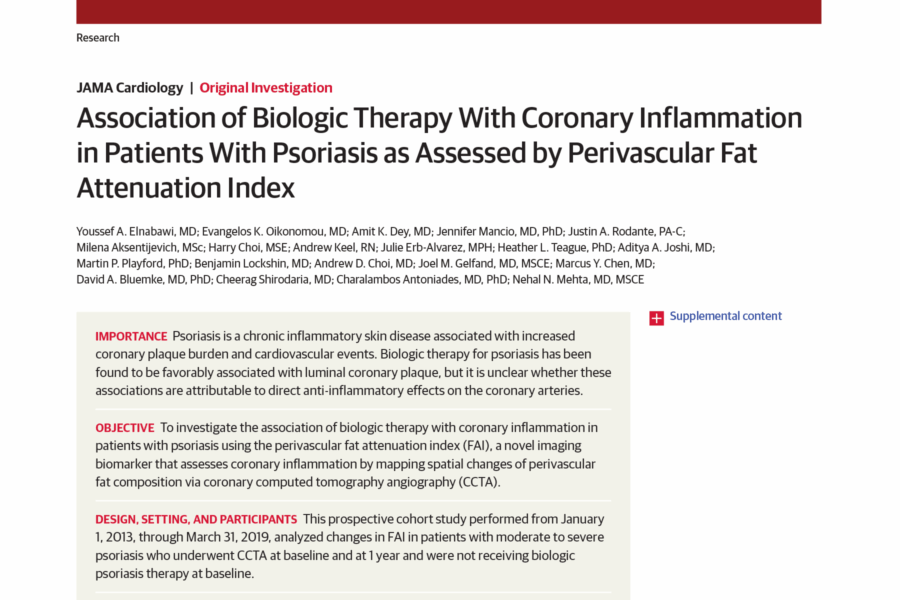 Association of Biologic Therapy With Coronary Inflammation in Patients With Psoriasis as Assessed by Perivascular Fat Attenuation Index