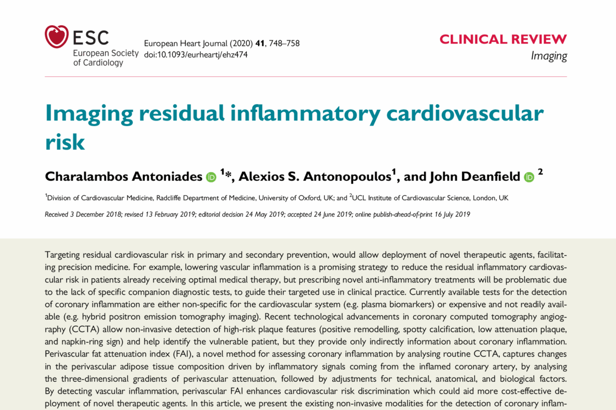 Imaging residual inflammatory cardiovascular risk