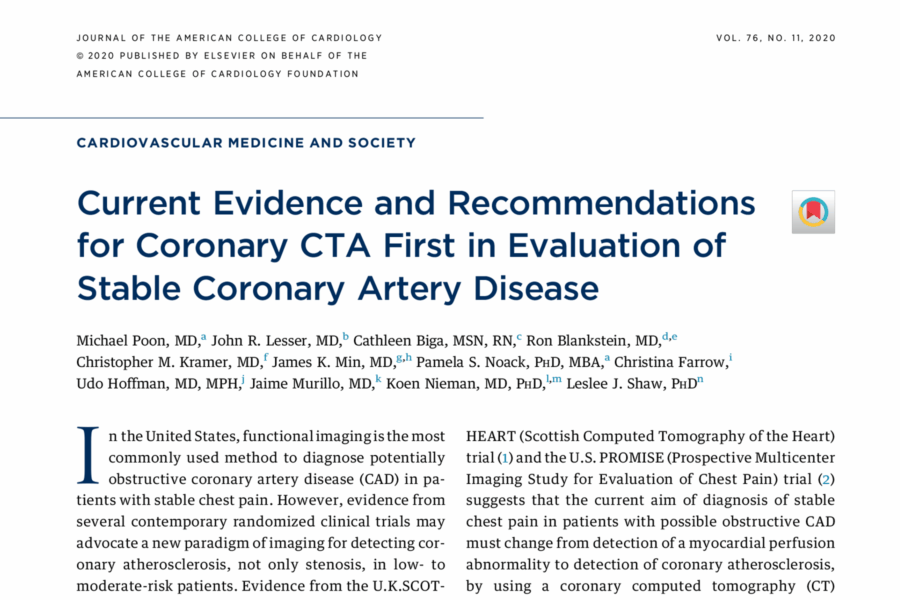 Current Evidence and Recommendations for Coronary CTA First in Evaluation of Stable Coronary Artery Disease