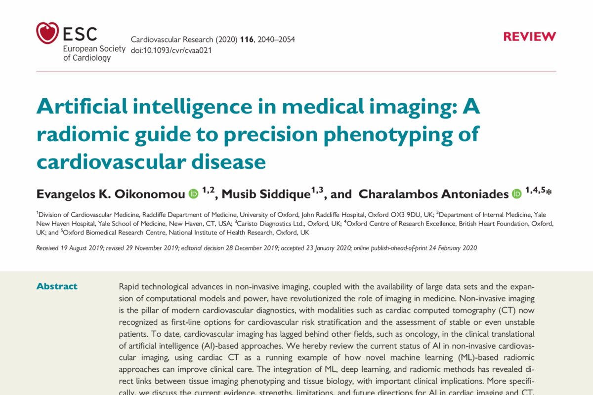 Artificial Intelligence in Medical Imaging: A Radiomic Guide to Precision Phenotyping of Cardiovascular Disease