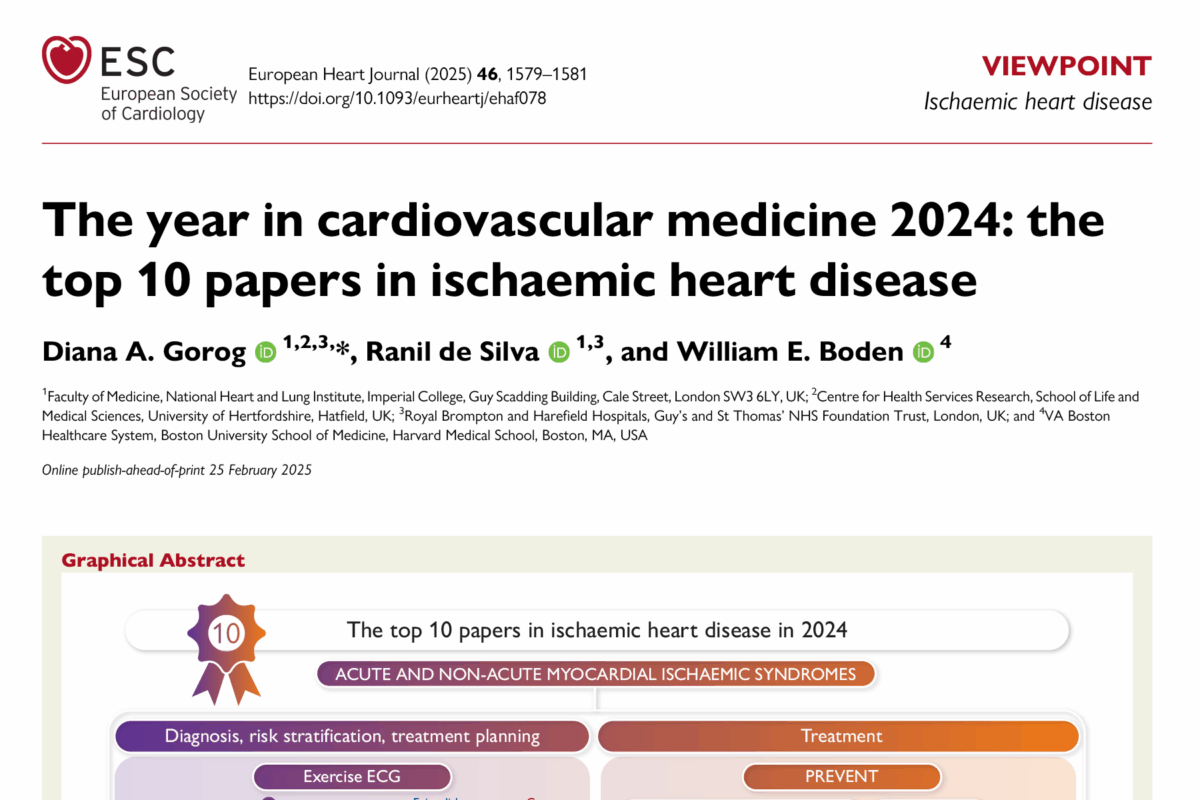 The year in cardiovascular medicine 2024: the top 10 papers in ischaemic heart disease